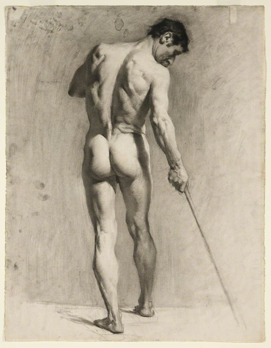 Life Drawing Of A Male Nude With A Cane Art Uk