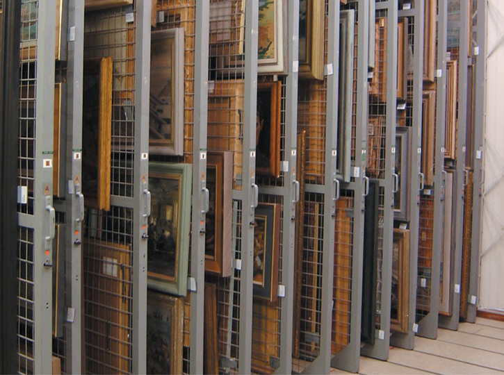 Picture racking in a museum store