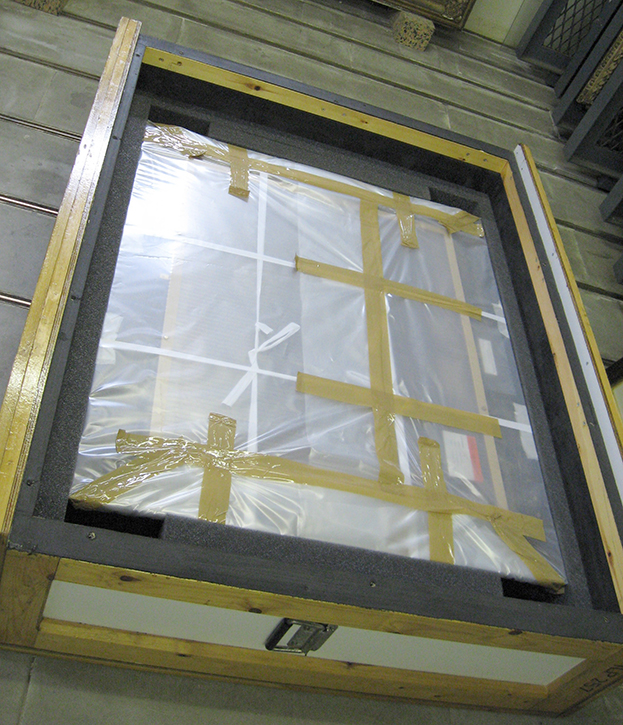 An oil painting well packed for transport