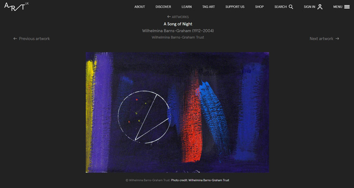 An artwork page on Art UK showing image credits