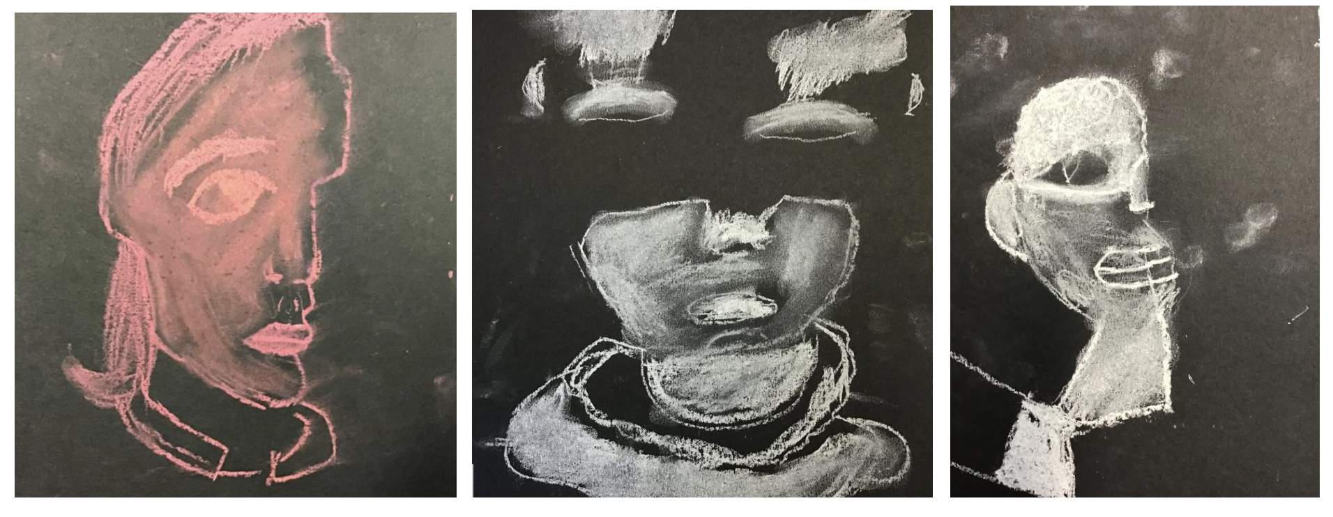 Exploring chiaroscuro with chalk on black paper