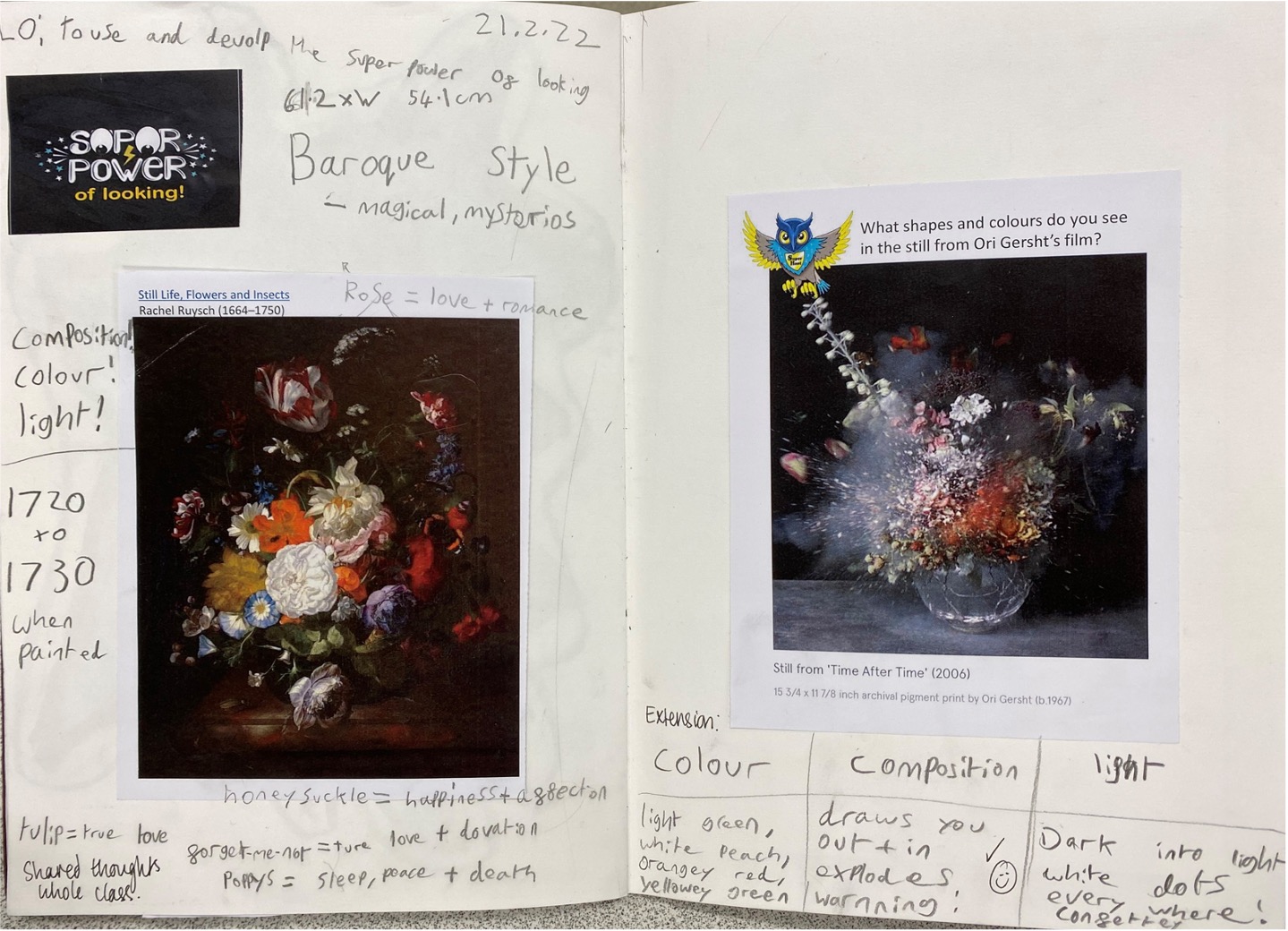 Example from a Y5 student comparing the two works