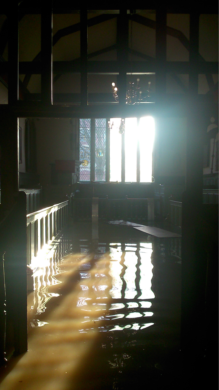 The Chapel which took the brunt of the damage from the flood still under 30cm of water on 29th Dec