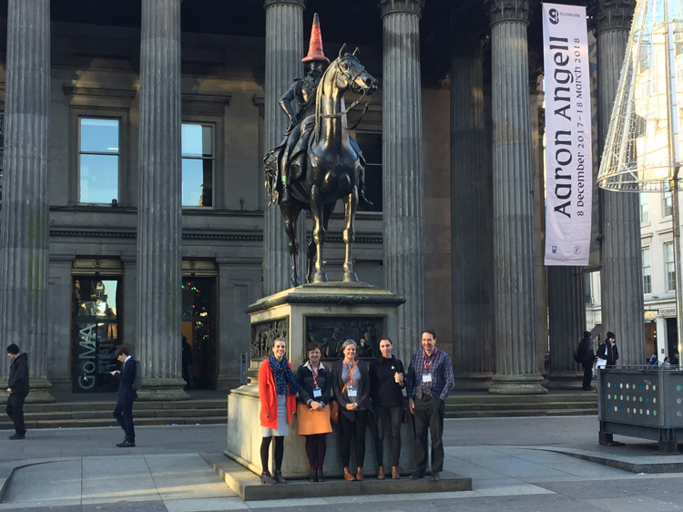 The four Scotland Coordinators with their line manager, Hazel Buchan Cameron (second left), on their first day with Art UK