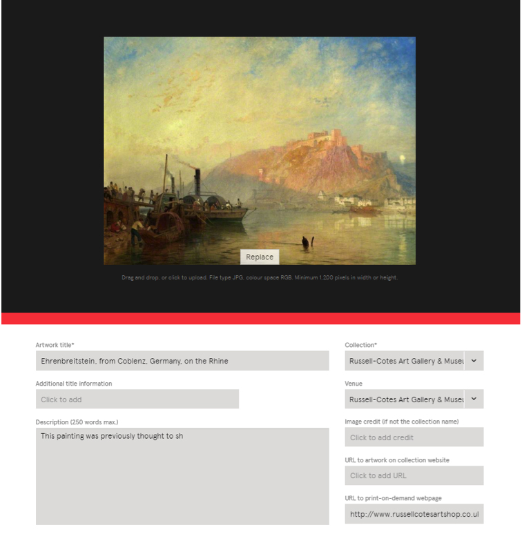 Editing an artwork using the Collections Portal