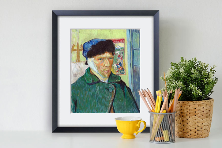 An art print of 'Self-Portrait with Bandaged Ear' by Vincent van Gogh (1853–1890)