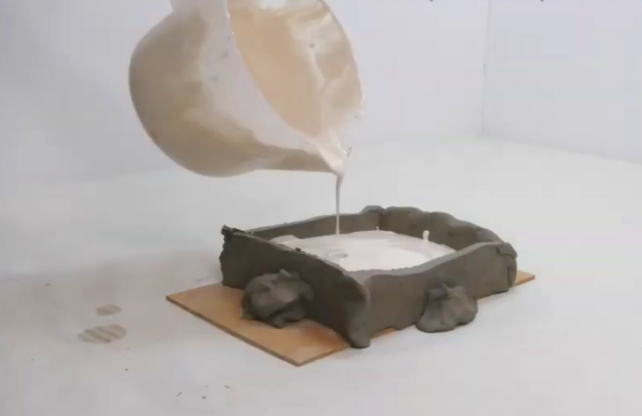 Pouring plaster into the mould