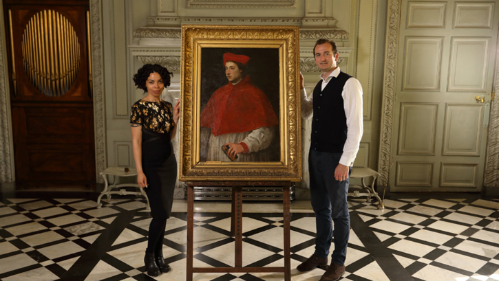 Emma Dabiri and Bendor Grosvenor with a possible Titian at Petworth House