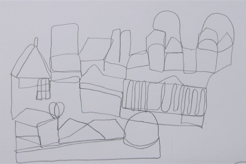 Continuous line city drawing