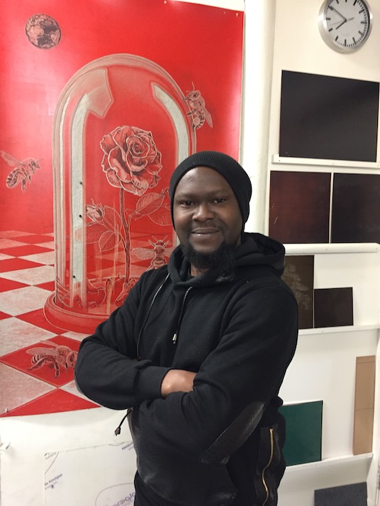 Ade Adesina in his studio in Aberdeen