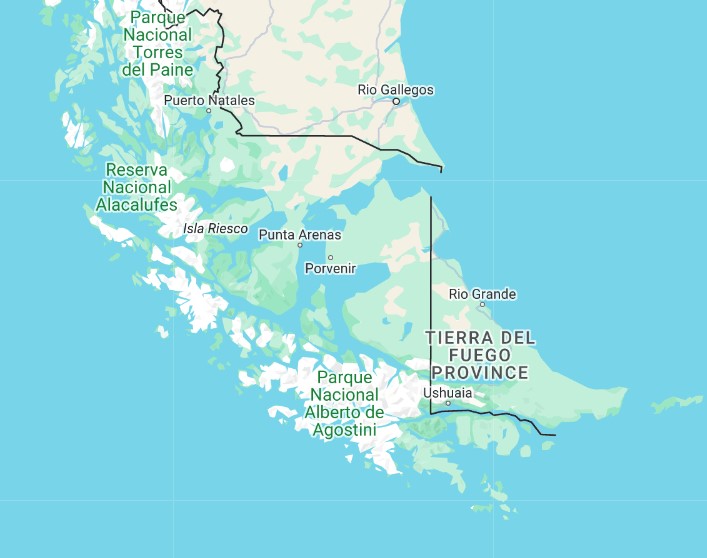 Map showing Tierra del Fuego