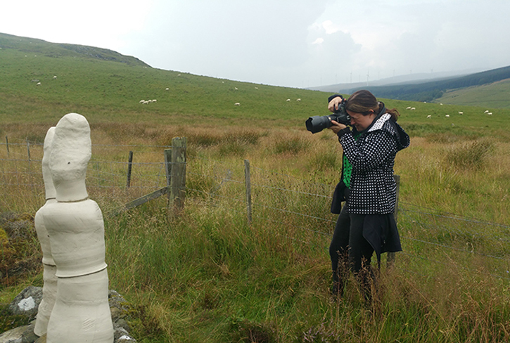 Julie Howden photographs sculptures on the Corbenic Poetry Path, Dunkeld