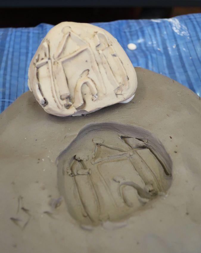 Finished sculpture with mould