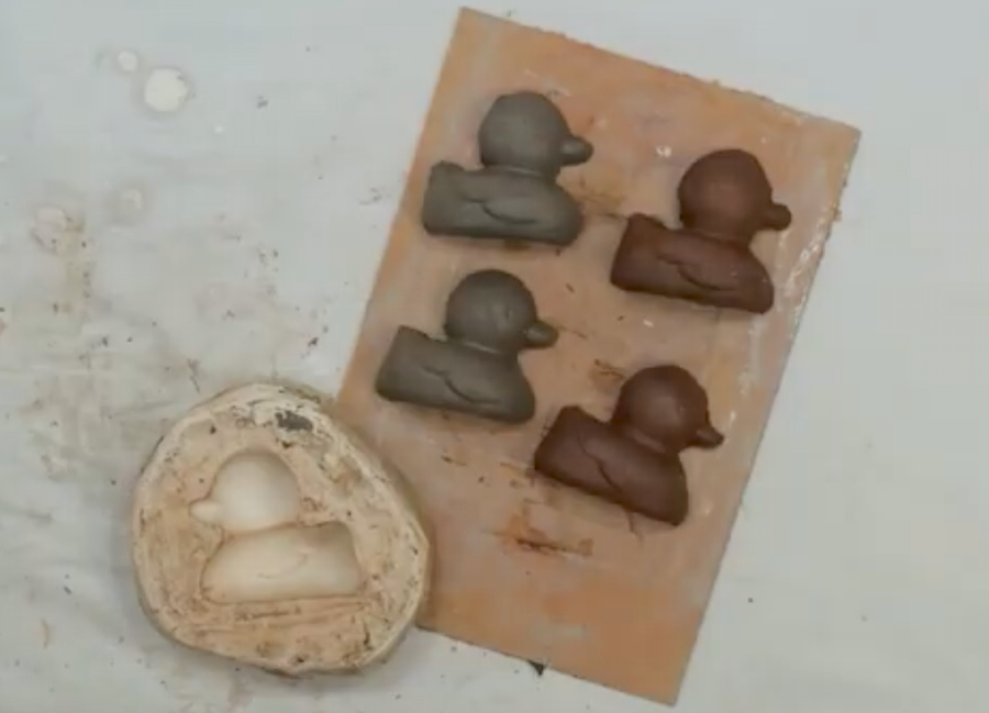 Plaster mould and clay reproductions