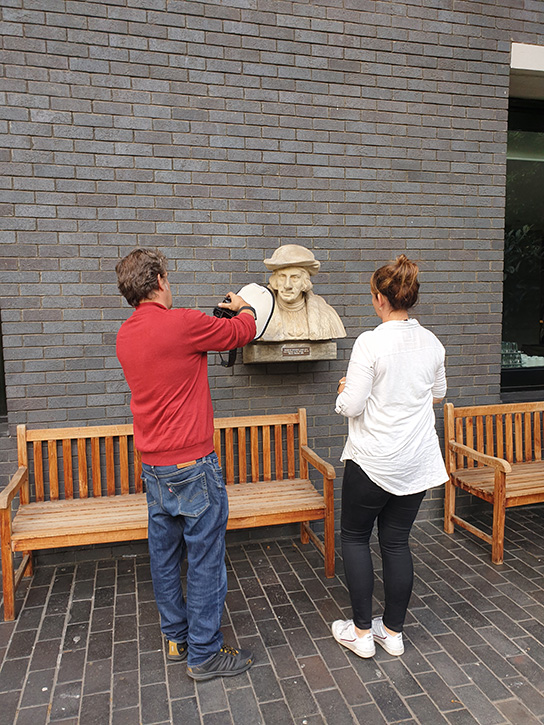 Photographer Justin Piperger and Coordinator Laura Davidson at the Royal College of Physicians