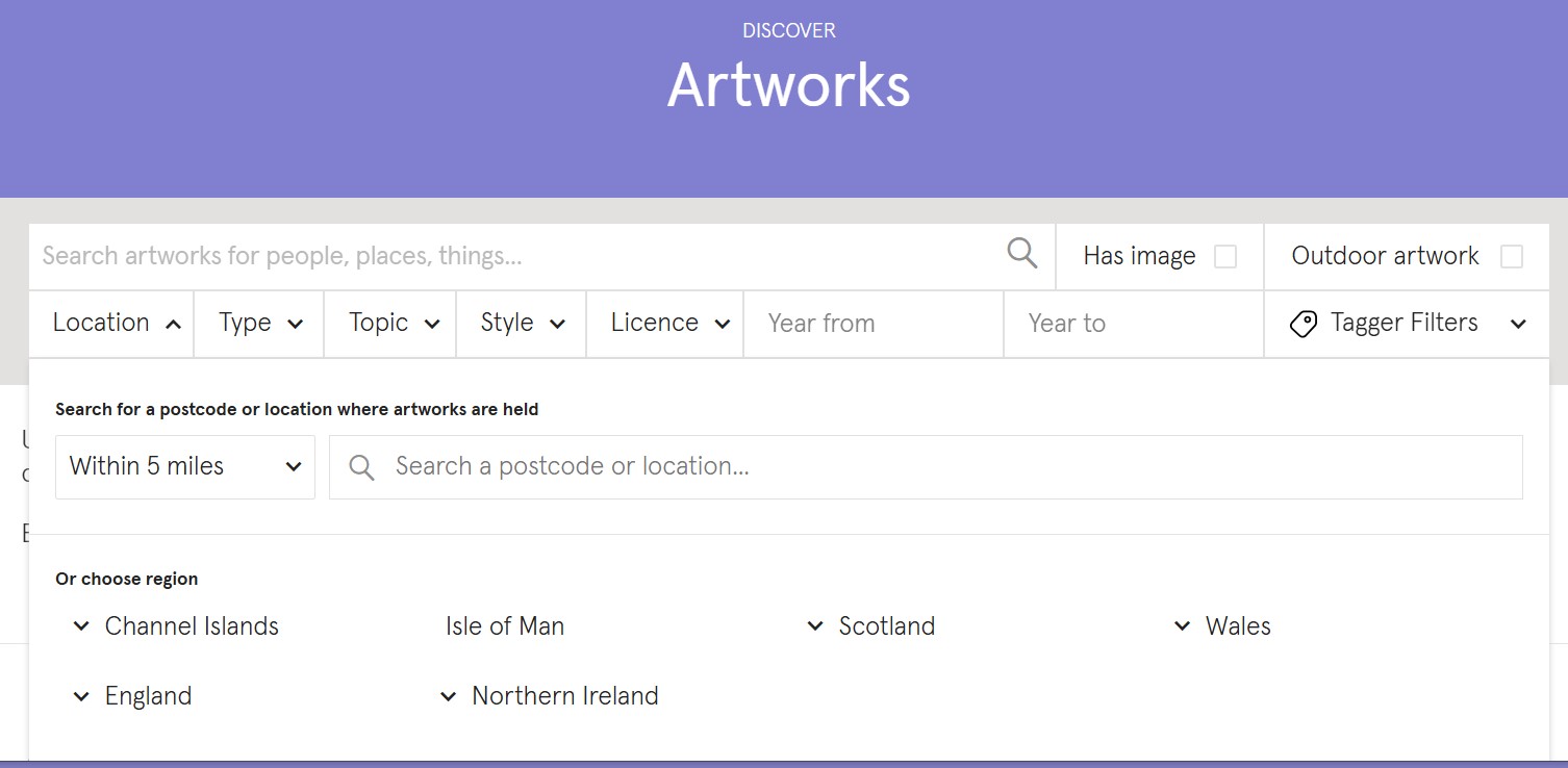 The Location Search on Art UK