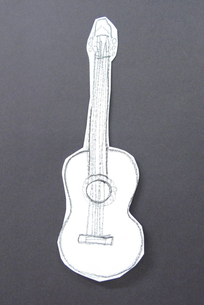 Cut-out guitar drawing