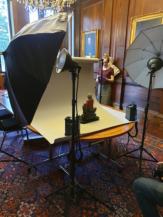 A temporary photography studio set up at the Royal College of Physicians