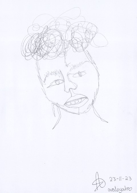 Four-minute, slower response portrait drawing