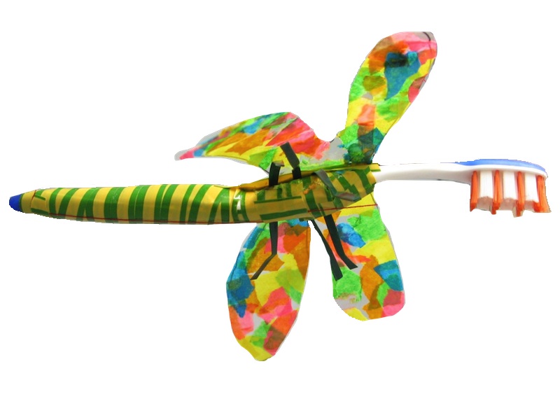 A toothbrush dragonfly inspired by 'Lobster Telephone'