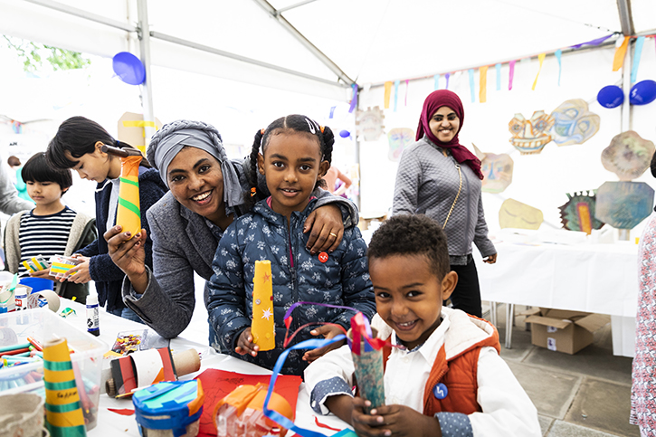 Families enjoying the Yorkshire Sculpture International Street Party in Wakefield