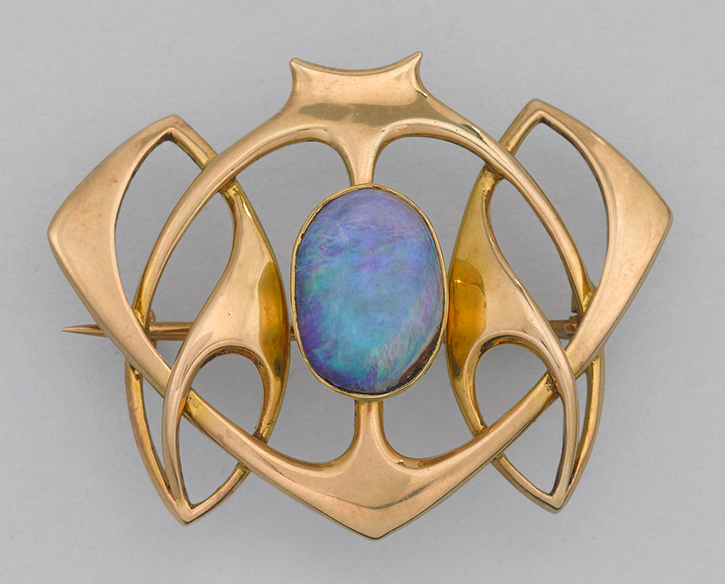Liberty Cymric gold brooch with a single opal