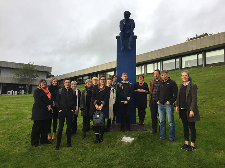 Sculpture project staff at a team meeting, University of Stirling, October 2018