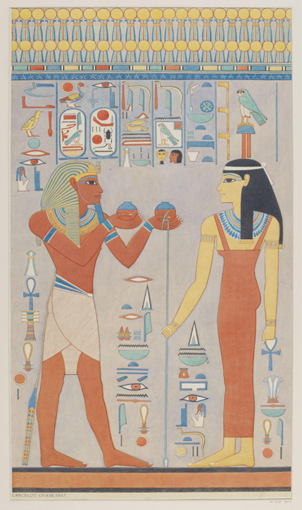 King Haremhab offering wine to the goddess Hathor