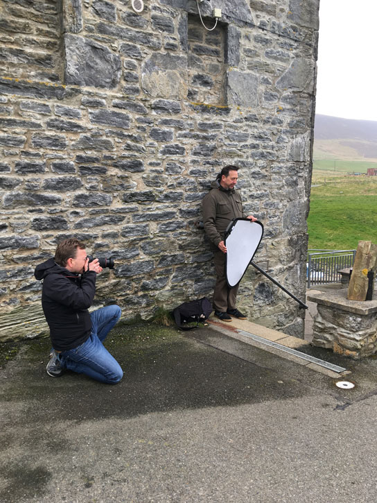 Coordinator Iain Irving and Photographer Carsten Flieger in the Shetland Islands