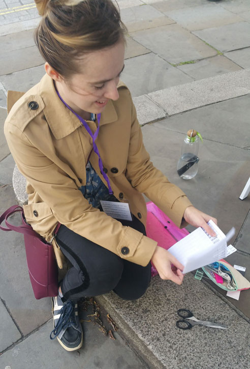 Coordinator Bronwen Posner with her photography session equipment