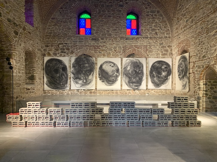 Installation image of Anita Taylor's Witness series at the Lines of Site exhibition in 2022 at the H