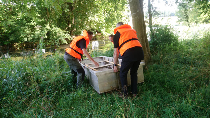 Getting the boat ready at Stowe, Buckinghamshire