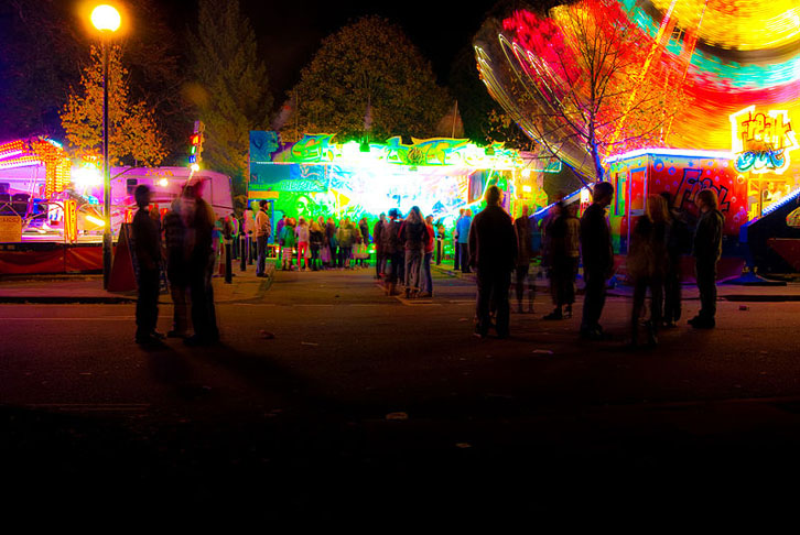 Goose Fair at night