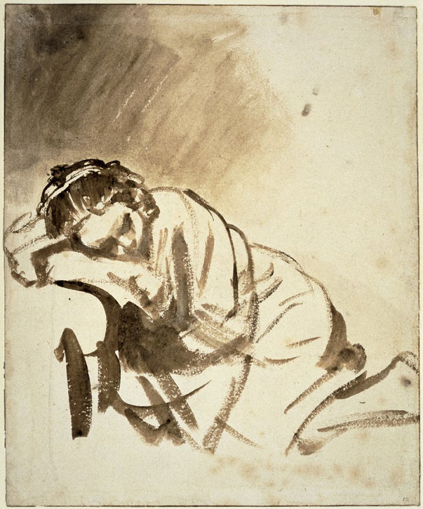 c.1654, brush and brown wash, with some white bodycolour by Rembrandt van Rijn (1606–1669)