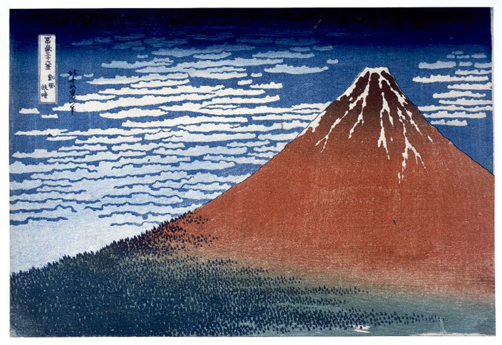 'Clear Day with a Southern Breeze' from the series 'Thirty-Six Views of Mt Fuji', 1831, colour woodblock oban print by Katsushika Hokusai (1760–1849)