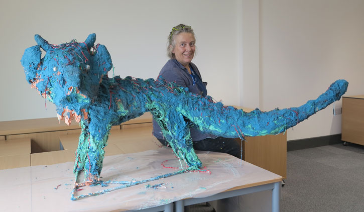Jane Ackroyd with 'Cat Dragon'