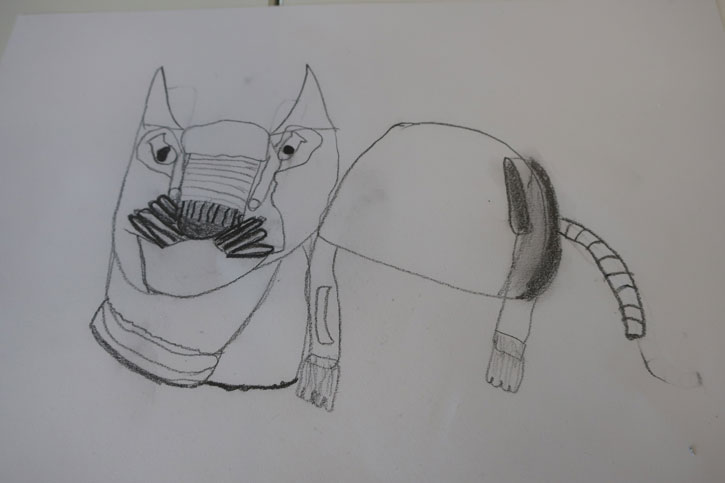 Drawing of 'Cat' by a pupil at Latton Green Academy