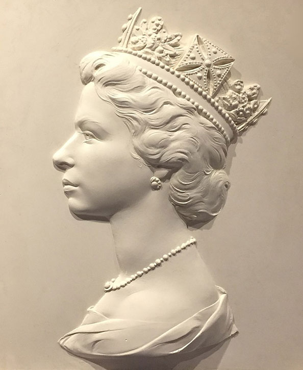 Sculpture of Elizabeth II for postage stamp design