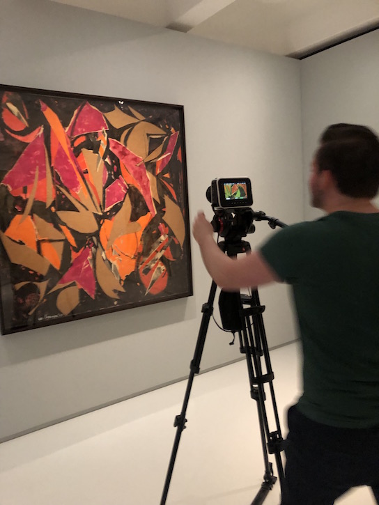 Fraser Watson filming one of Lee Krasner's collages