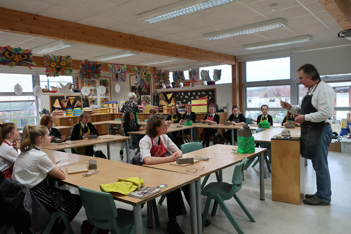 Sculptor Andrew Sinclair at Great Torrington School