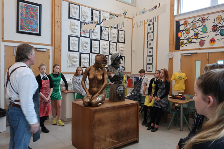 Sculptor Andrew Sinclair at Great Torrington School