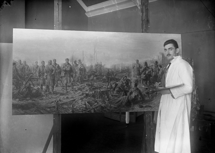 Joseph Gray working on 'After Neuve Chapelle'