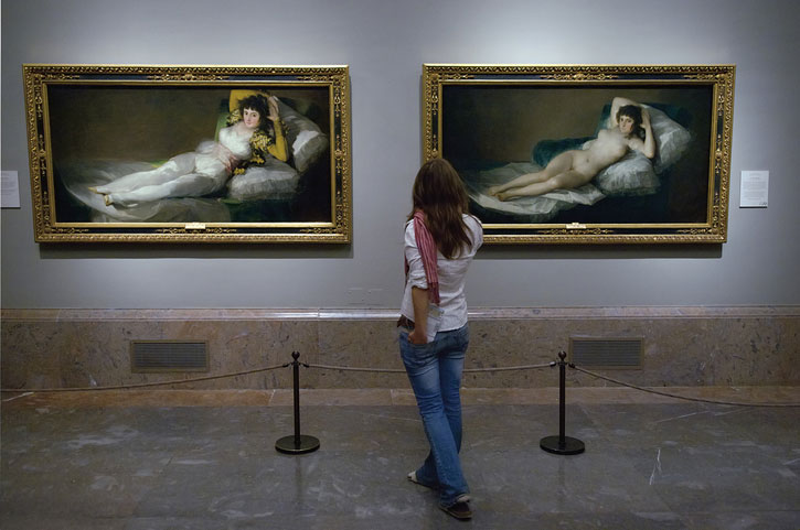 Goya's clothed and naked Majas in the Prado Museum, Madrid