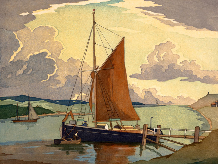 c.1935, colour woodcut by Eric Slater (1896–1963)