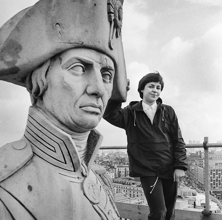 Anne Purkiss at the top of Nelson's Column, 1987