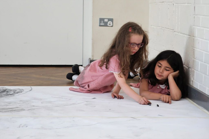 Pupils from Weetwood Primary School, Leeds, take part in a Masterpieces in Schools event