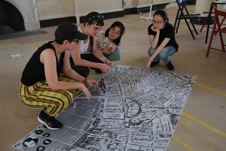 Claire working with participants Fang Jui-Chang, Mingyi Liu and Zoe Kahane