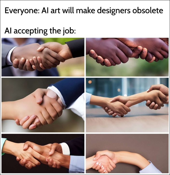 An AI-generated hands meme