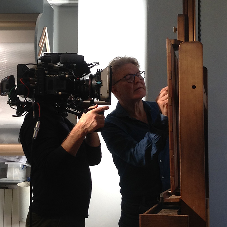 Simon Gillespie being filmed for 'Britain's Lost Masterpieces'