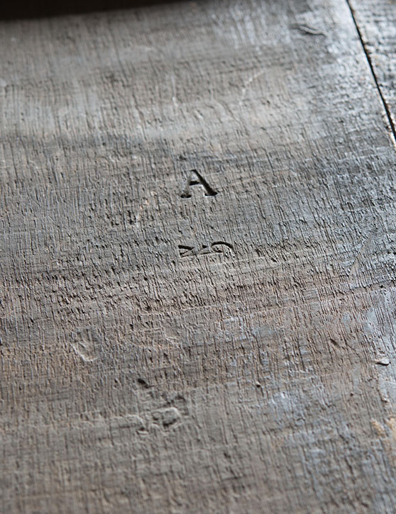 Detail of the panel marks on the reverse of the Jordaens painting